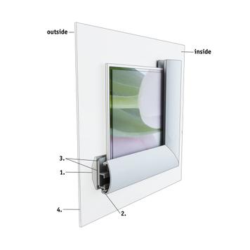 Fensterrahmensystem „Feko”, 25/32 mm Profil, silber
